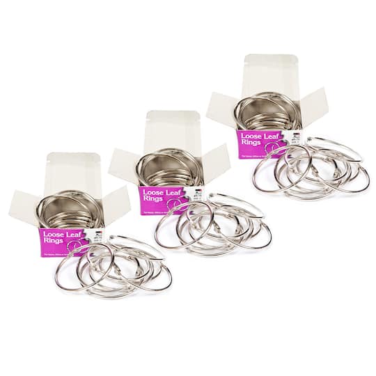 Charles Leonard 3" Silver Metal Book Rings, 3 Packs of 10